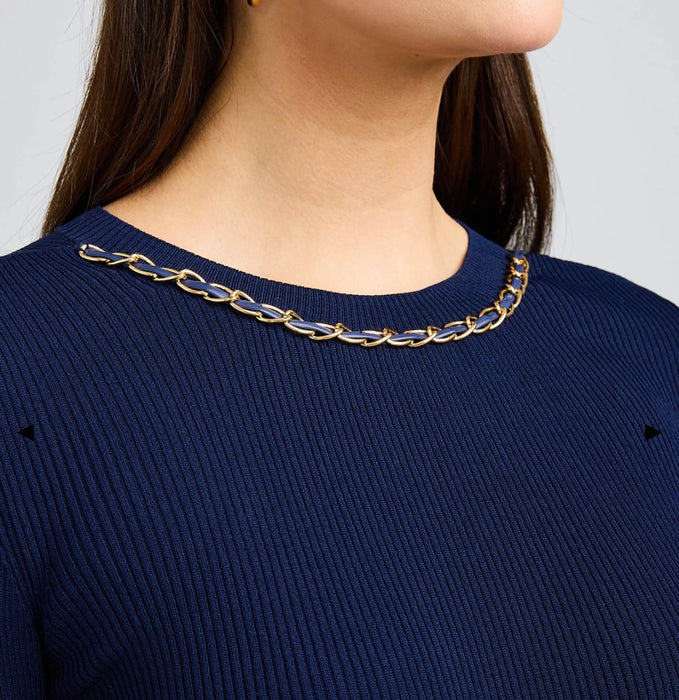 Generation Love Elda Chain Sweater -Navy