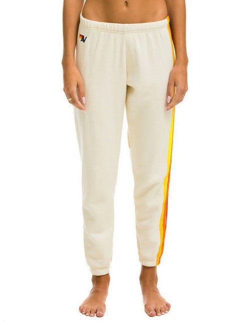 Aviator Nation 5 Stripe Sweatpants - Vintage White