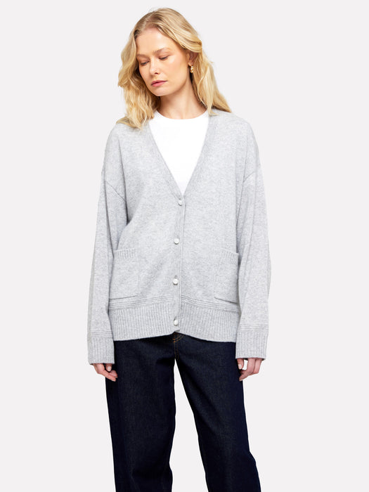 Brodie Penny Roll Cardigan - Heather Grey