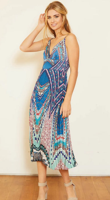 Caballero Genevieve Dress - Bardot Boho Print