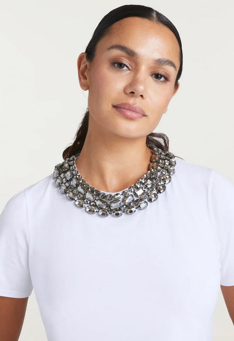 Cinq a Sept Chunky Necklace Shrunken Tee - White