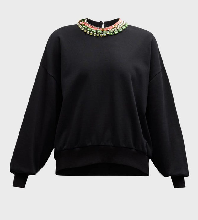 Cinq a Sept Chunky Necklace Sweatshirt - Black