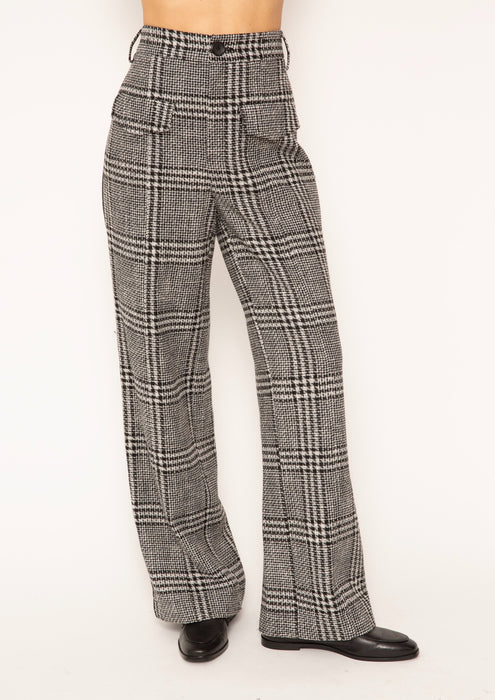 Central Park West Odette High Waist Track Pants - Black Plaid