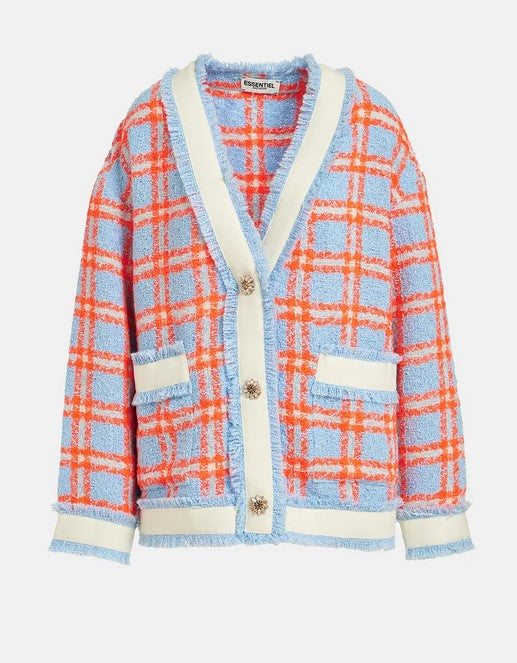 Essentiel Antwerp Folvia Cardigan - Blue/Neon Orange