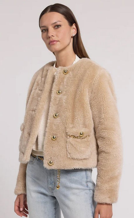 Generation Love Jen Faux Fur Lab Coat - Truffle