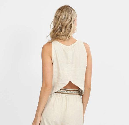 Las Surenas Linen Tank Top - Ipanema Beige