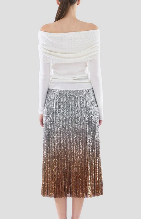 Le Superbe Belinda Ombre Pleat Skirt - Metals