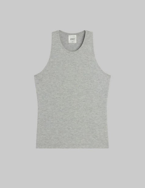 Leset Lauren High Neck Tank - Grey Melange