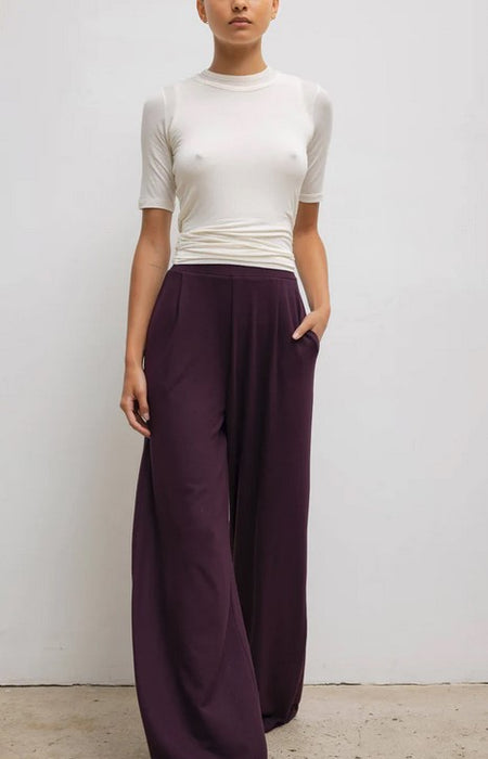 Leset Lauren Pleated Pocket Pant - Dark Berry