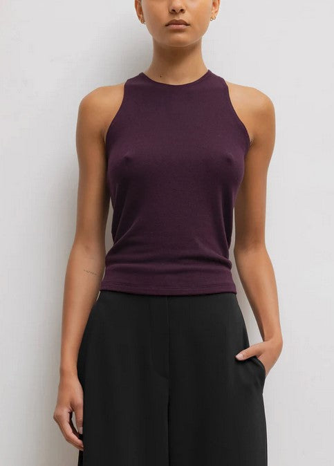 Leset Lauren High Neck Tank - Dark Berry