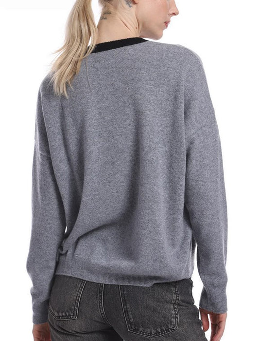 Minnie Rose Cashmere New York City Sweater - Grey/Black