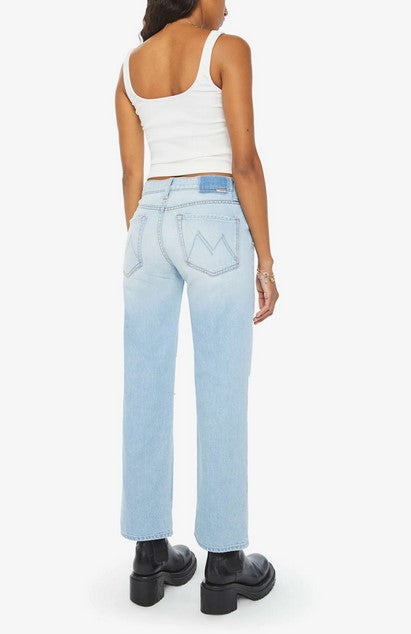 Mother Mid Rise Rambler Zip Flood Jeans - Ripped Off