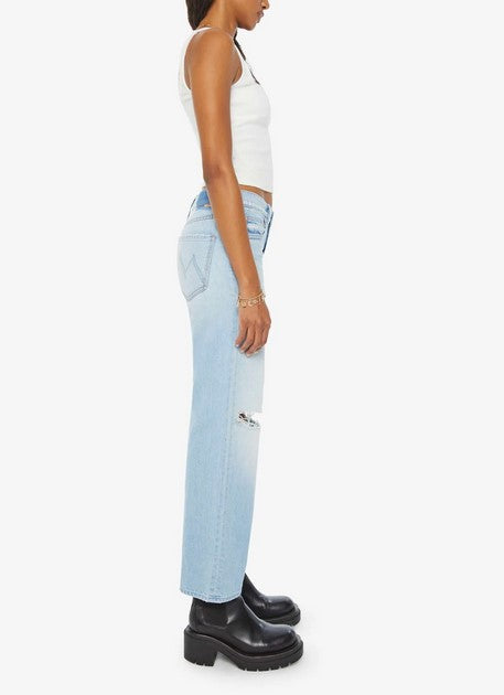 Mother Mid Rise Rambler Zip Flood Jeans - Ripped Off