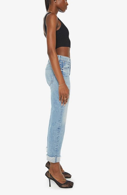 Mother The Scrapper Cuff Ankle Fray Jeans - Sneak Peak