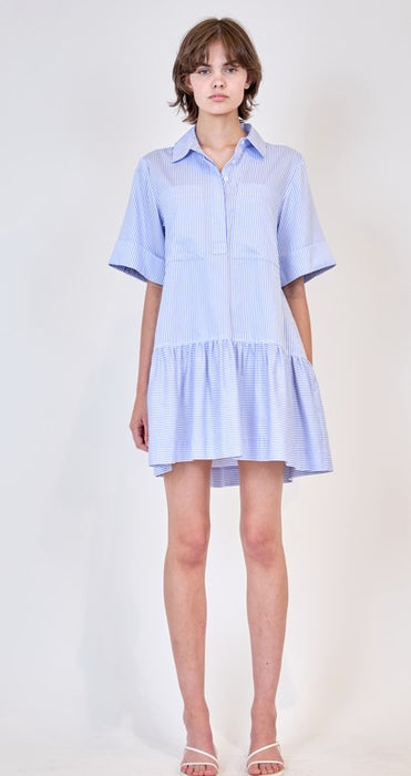 Simkhai Cris Shirt Dress- Blue Hydrangea Stripe