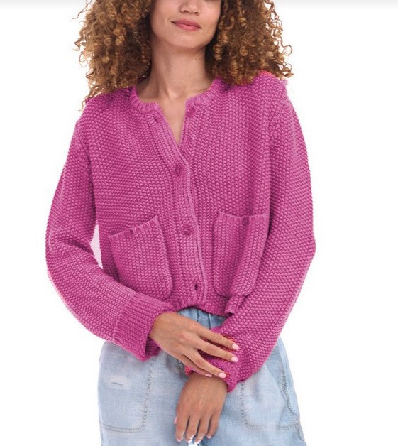 Splendid Andrea Cropped Cardigan - Fuchsia