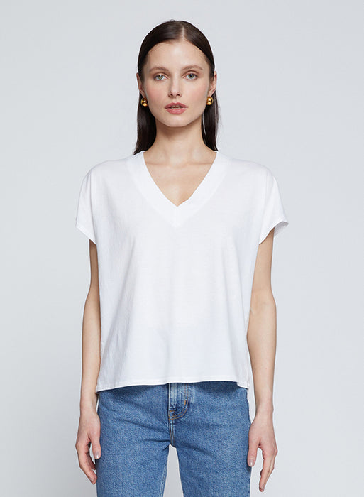 Stateside Cloud Jersey V Neck Dolman Tee - White