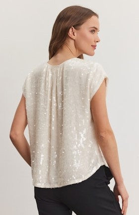 Velvet Eloire Sequin Top - Cream