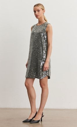 Velvet Katherine Sequin Dress - Gunmetal