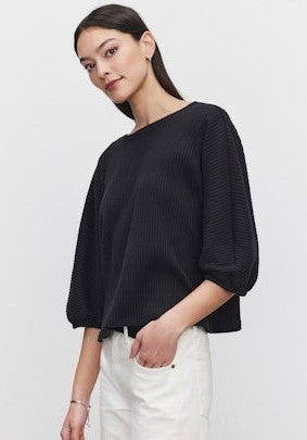 Velvet Rosalie Cozy Rib Top - Black