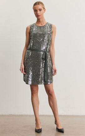 Velvet Katherine Sequin Dress - Gunmetal