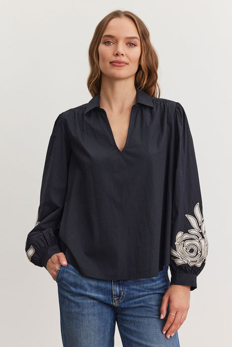 Velvet Martin Top - Black